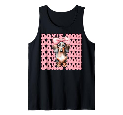 Doxie Mom Dackel Mama Hund Muttertag Kokette Schleife Tank Top von Womens Pink Coquette Bow Dachshund Dog Gifts
