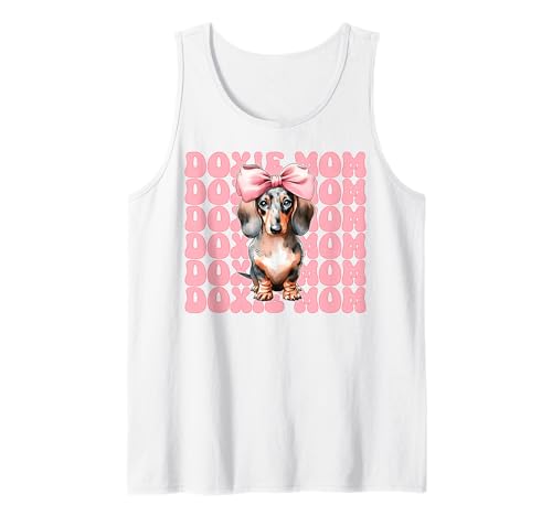 Doxie Mom Dackel Mama Hund Muttertag Kokette Schleife Tank Top Doxie Mom Dackel Mama Hund Muttertag Kokette Schleife Tank Top von Womens Pink Coquette Bow Dachshund Dog Gifts