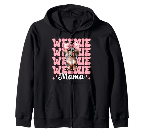 Weenie Mama Dackel Mom Doxie Muttertag Kokette Schleife Kapuzenjacke Weenie Mama Dackel Mom Doxie Muttertag Kokette Schleife Kapuzenjacke von Womens Pink Coquette Bow Dachshund Dog Gifts