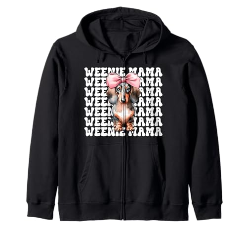 Weenie Mama Dackel Mom Doxie Muttertag Kokette Schleife Kapuzenjacke Weenie Mama Dackel Mom Doxie Muttertag Kokette Schleife Kapuzenjacke von Womens Pink Coquette Bow Dachshund Dog Gifts