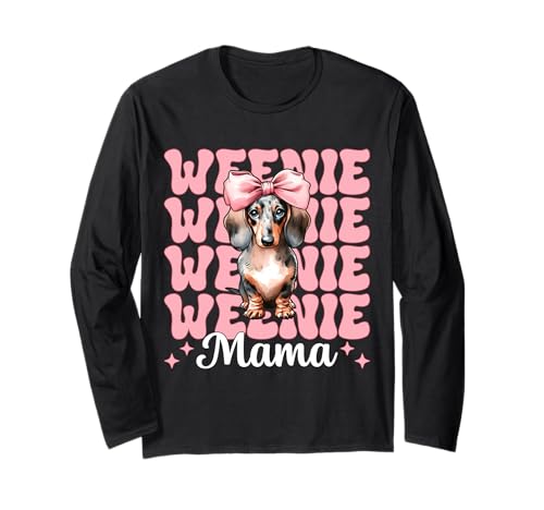 Weenie Mama Dackel Mom Doxie Muttertag Kokette Schleife Langarmshirt von Womens Pink Coquette Bow Dachshund Dog Gifts