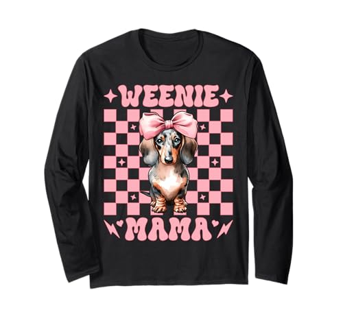 Weenie Mama Dackel Mom Doxie Muttertag Kokette Schleife Langarmshirt Weenie Mama Dackel Mom Doxie Muttertag Kokette Schleife Langarmshirt von Womens Pink Coquette Bow Dachshund Dog Gifts