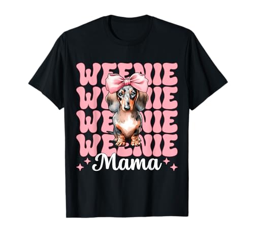 Weenie Mama Dackel Mom Doxie Muttertag Kokette Schleife T-Shirt Weenie Mama Dackel Mom Doxie Muttertag Kokette Schleife T-Shirt von Womens Pink Coquette Bow Dachshund Dog Gifts