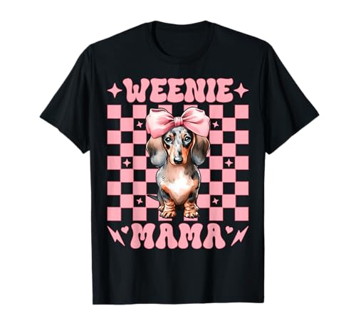 Weenie Mama Dackel Mom Doxie Muttertag Kokette Schleife T-Shirt Weenie Mama Dackel Mom Doxie Muttertag Kokette Schleife T-Shirt von Womens Pink Coquette Bow Dachshund Dog Gifts