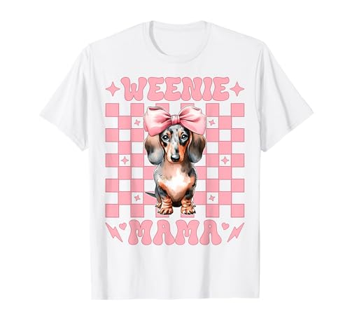 Weenie Mama Dackel Mom Doxie Muttertag Kokette Schleife T-Shirt Weenie Mama Dackel Mom Doxie Muttertag Kokette Schleife T-Shirt von Womens Pink Coquette Bow Dachshund Dog Gifts