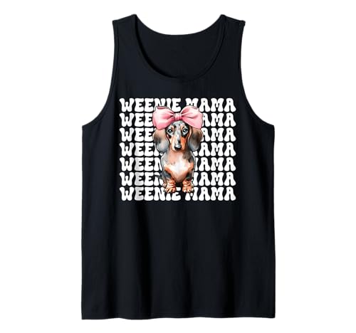 Weenie Mama Dackel Mom Doxie Muttertag Kokette Schleife Tank Top Weenie Mama Dackel Mom Doxie Muttertag Kokette Schleife Tank Top von Womens Pink Coquette Bow Dachshund Dog Gifts