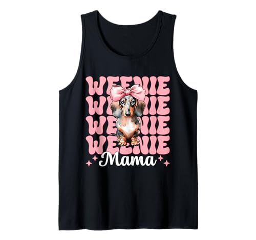 Weenie Mama Dackel Mom Doxie Muttertag Kokette Schleife Tank Top Weenie Mama Dackel Mom Doxie Muttertag Kokette Schleife Tank Top von Womens Pink Coquette Bow Dachshund Dog Gifts