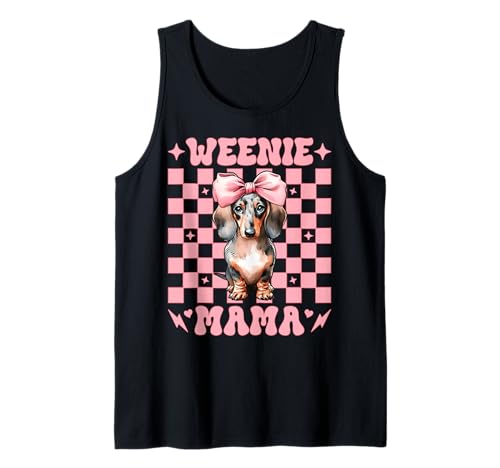Weenie Mama Dackel Mom Doxie Muttertag Kokette Schleife Tank Top Weenie Mama Dackel Mom Doxie Muttertag Kokette Schleife Tank Top von Womens Pink Coquette Bow Dachshund Dog Gifts