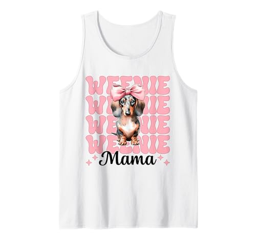 Weenie Mama Dackel Mom Doxie Muttertag Kokette Schleife Tank Top von Womens Pink Coquette Bow Dachshund Dog Gifts