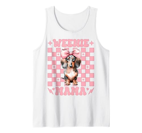 Weenie Mama Dackel Mom Doxie Muttertag Kokette Schleife Tank Top Weenie Mama Dackel Mom Doxie Muttertag Kokette Schleife Tank Top von Womens Pink Coquette Bow Dachshund Dog Gifts