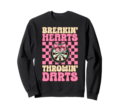 Breakin' Hearts Throwin' Darts Dartscheibe Dart Girl Coquette Sweatshirt von Womens Pink Coquette Bow Darts Dartboard Gifts