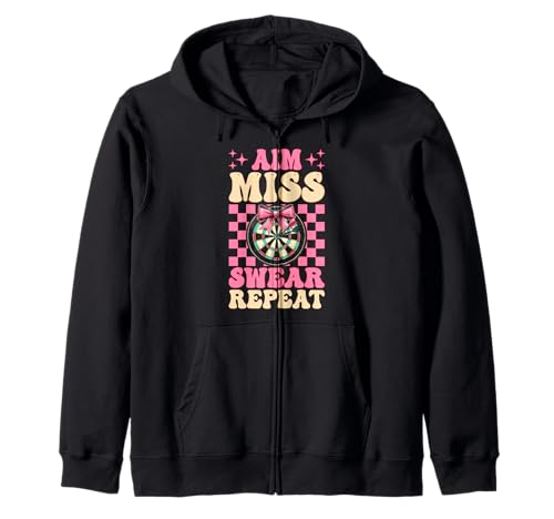 Darts Dartscheibe Dart Girl Mom Coquette Aim Miss Swear Repeat Kapuzenjacke Darts Dartscheibe Dart Girl Mom Coquette Aim Miss Swear Repeat Kapuzenjacke von Womens Pink Coquette Bow Darts Dartboard Gifts