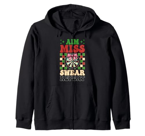 Darts Dartscheibe Dart Girl Mom Coquette Aim Miss Swear Repeat Kapuzenjacke Darts Dartscheibe Dart Girl Mom Coquette Aim Miss Swear Repeat Kapuzenjacke von Womens Pink Coquette Bow Darts Dartboard Gifts
