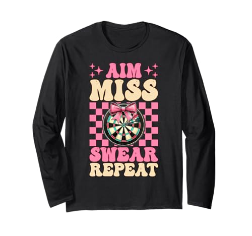 Darts Dartscheibe Dart Girl Mom Coquette Aim Miss Swear Repeat Langarmshirt Darts Dartscheibe Dart Girl Mom Coquette Aim Miss Swear Repeat Langarmshirt von Womens Pink Coquette Bow Darts Dartboard Gifts