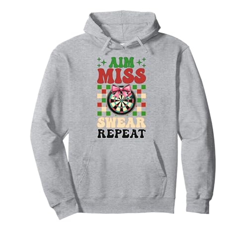 Darts Dartscheibe Dart Girl Mom Coquette Aim Miss Swear Repeat Pullover Hoodie von Womens Pink Coquette Bow Darts Dartboard Gifts