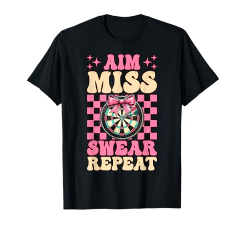 Darts Dartscheibe Dart Girl Mom Coquette Aim Miss Swear Repeat T-Shirt Darts Dartscheibe Dart Girl Mom Coquette Aim Miss Swear Repeat T-Shirt von Womens Pink Coquette Bow Darts Dartboard Gifts