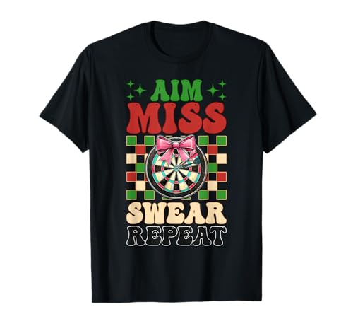 Darts Dartscheibe Dart Girl Mom Coquette Aim Miss Swear Repeat T-Shirt Darts Dartscheibe Dart Girl Mom Coquette Aim Miss Swear Repeat T-Shirt von Womens Pink Coquette Bow Darts Dartboard Gifts
