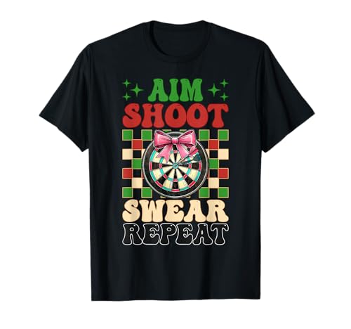 Darts Dartscheibe Dart Girl Mom Coquette Aim Miss Swear Repeat T-Shirt Darts Dartscheibe Dart Girl Mom Coquette Aim Miss Swear Repeat T-Shirt von Womens Pink Coquette Bow Darts Dartboard Gifts