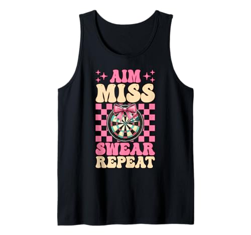 Darts Dartscheibe Dart Girl Mom Coquette Aim Miss Swear Repeat Tank Top Darts Dartscheibe Dart Girl Mom Coquette Aim Miss Swear Repeat Tank Top von Womens Pink Coquette Bow Darts Dartboard Gifts