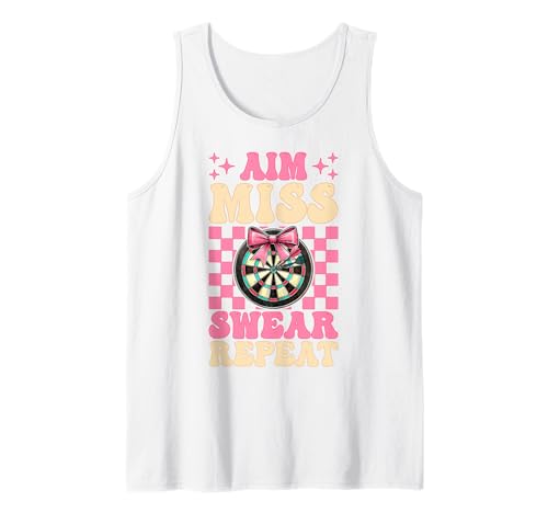 Darts Dartscheibe Dart Girl Mom Coquette Aim Miss Swear Repeat Tank Top Darts Dartscheibe Dart Girl Mom Coquette Aim Miss Swear Repeat Tank Top von Womens Pink Coquette Bow Darts Dartboard Gifts