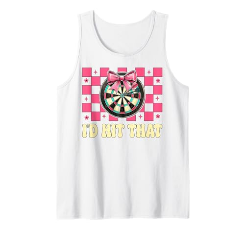 Darts Dartscheibe Dart Girl Mom Coquette Bow I'd Hit That Tank Top von Womens Pink Coquette Bow Darts Dartboard Gifts