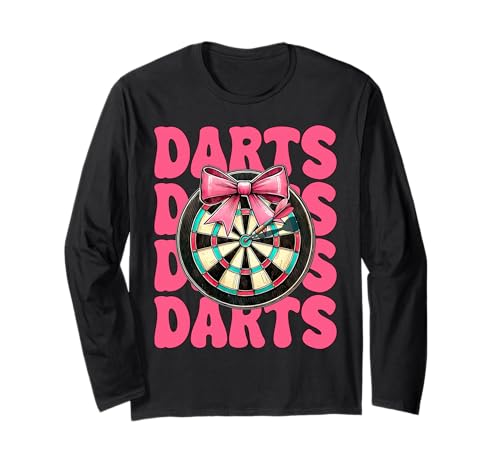 Darts Dartscheibe Dart Girl Mom Coquette Bow Langarmshirt Darts Dartscheibe Dart Girl Mom Coquette Bow Langarmshirt von Womens Pink Coquette Bow Darts Dartboard Gifts