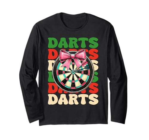 Darts Dartscheibe Dart Girl Mom Coquette Bow Langarmshirt Darts Dartscheibe Dart Girl Mom Coquette Bow Langarmshirt von Womens Pink Coquette Bow Darts Dartboard Gifts