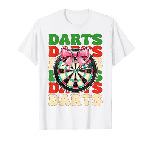 Darts Dartscheibe Dart Girl Mom Coquette Bow T-Shirt von Womens Pink Coquette Bow Darts Dartboard Gifts