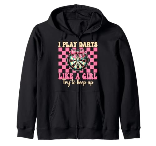 I Play Darts Like A Girl Dartscheibe Coquette Bow Kapuzenjacke I Play Darts Like A Girl Dartscheibe Coquette Bow Kapuzenjacke von Womens Pink Coquette Bow Darts Dartboard Gifts