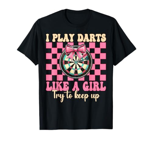 I Play Darts Like A Girl Dartscheibe Coquette Bow T-Shirt I Play Darts Like A Girl Dartscheibe Coquette Bow T-Shirt von Womens Pink Coquette Bow Darts Dartboard Gifts