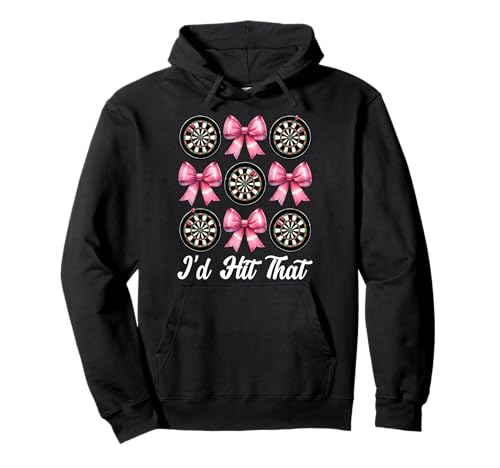 I'd Hit That Darts Dartscheibe Dart Girl Mom Coquette Bow Pullover Hoodie von Womens Pink Coquette Bow Darts Dartboard Gifts