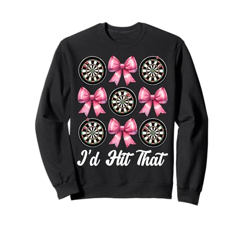 I'd Hit That Darts Dartscheibe Dart Girl Mom Coquette Bow Sweatshirt von Womens Pink Coquette Bow Darts Dartboard Gifts