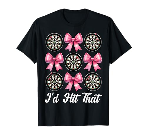 I'd Hit That Darts Dartscheibe Dart Girl Mom Coquette Bow T-Shirt I'd Hit That Darts Dartscheibe Dart Girl Mom Coquette Bow T-Shirt von Womens Pink Coquette Bow Darts Dartboard Gifts