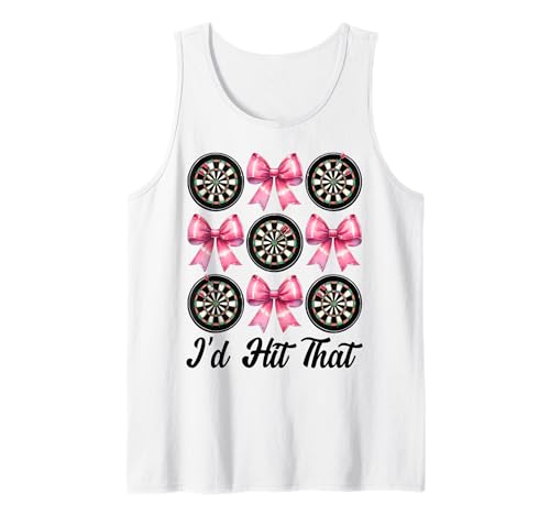 I'd Hit That Darts Dartscheibe Dart Girl Mom Coquette Bow Tank Top I'd Hit That Darts Dartscheibe Dart Girl Mom Coquette Bow Tank Top von Womens Pink Coquette Bow Darts Dartboard Gifts