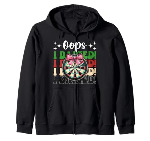 Oops, I Darted! Darts Dartscheibe Dart Girl Mom Coquette Bow Kapuzenjacke von Womens Pink Coquette Bow Darts Dartboard Gifts