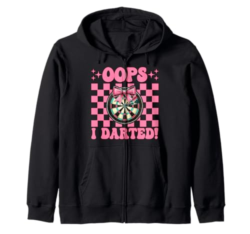 Oops, I Darted! Darts Dartscheibe Dart Girl Mom Coquette Bow Kapuzenjacke Oops, I Darted! Darts Dartscheibe Dart Girl Mom Coquette Bow Kapuzenjacke von Womens Pink Coquette Bow Darts Dartboard Gifts