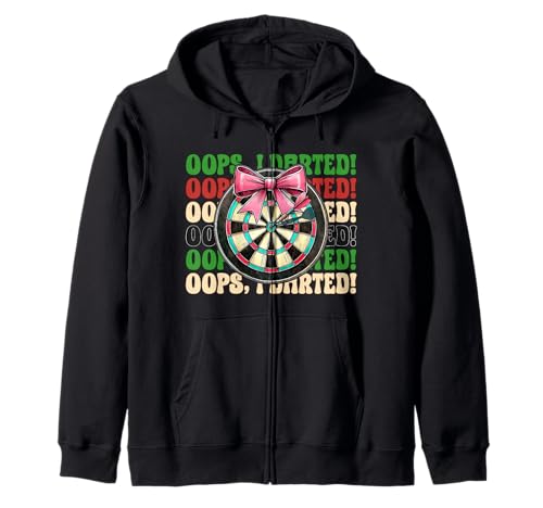Oops, I Darted! Darts Dartscheibe Dart Girl Mom Coquette Bow Kapuzenjacke Oops, I Darted! Darts Dartscheibe Dart Girl Mom Coquette Bow Kapuzenjacke von Womens Pink Coquette Bow Darts Dartboard Gifts