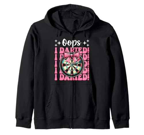 Oops, I Darted! Darts Dartscheibe Dart Girl Mom Coquette Bow Kapuzenjacke Oops, I Darted! Darts Dartscheibe Dart Girl Mom Coquette Bow Kapuzenjacke von Womens Pink Coquette Bow Darts Dartboard Gifts