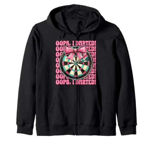 Oops, I Darted! Darts Dartscheibe Dart Girl Mom Coquette Bow Kapuzenjacke Oops, I Darted! Darts Dartscheibe Dart Girl Mom Coquette Bow Kapuzenjacke von Womens Pink Coquette Bow Darts Dartboard Gifts
