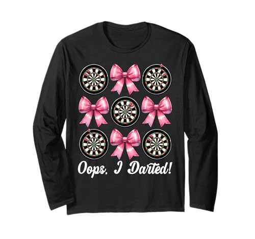 Oops, I Darted! Darts Dartscheibe Dart Girl Mom Coquette Bow Langarmshirt Oops, I Darted! Darts Dartscheibe Dart Girl Mom Coquette Bow Langarmshirt von Womens Pink Coquette Bow Darts Dartboard Gifts