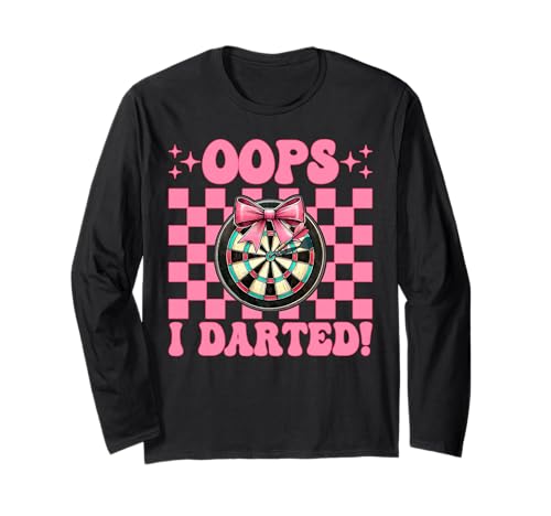 Oops, I Darted! Darts Dartscheibe Dart Girl Mom Coquette Bow Langarmshirt Oops, I Darted! Darts Dartscheibe Dart Girl Mom Coquette Bow Langarmshirt von Womens Pink Coquette Bow Darts Dartboard Gifts