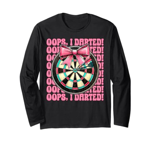 Oops, I Darted! Darts Dartscheibe Dart Girl Mom Coquette Bow Langarmshirt Oops, I Darted! Darts Dartscheibe Dart Girl Mom Coquette Bow Langarmshirt von Womens Pink Coquette Bow Darts Dartboard Gifts