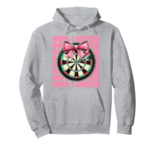 Oops, I Darted! Darts Dartscheibe Dart Girl Mom Coquette Bow Pullover Hoodie von Womens Pink Coquette Bow Darts Dartboard Gifts