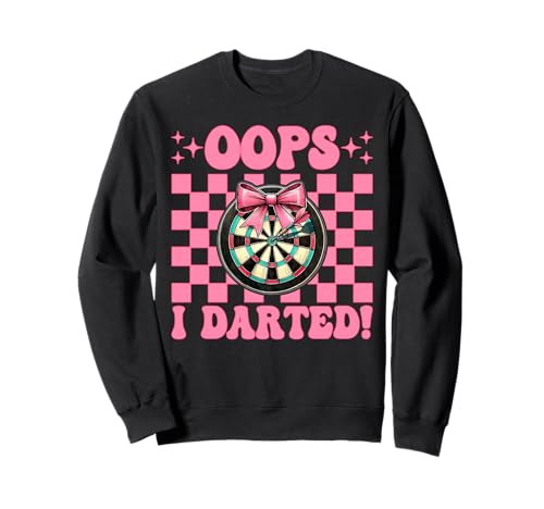 Oops, I Darted! Darts Dartscheibe Dart Girl Mom Coquette Bow Sweatshirt von Womens Pink Coquette Bow Darts Dartboard Gifts
