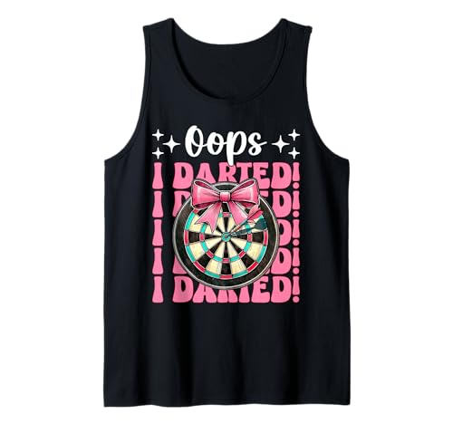 Oops, I Darted! Darts Dartscheibe Dart Girl Mom Coquette Bow Tank Top von Womens Pink Coquette Bow Darts Dartboard Gifts