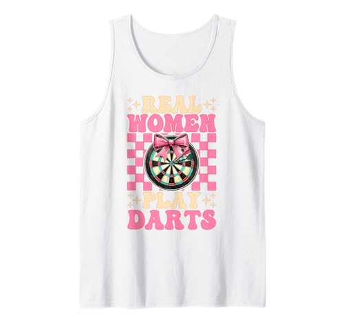 Real Women Play Darts Dartscheibe Dart Girl Mom Coquette Bow Tank Top Real Women Play Darts Dartscheibe Dart Girl Mom Coquette Bow Tank Top von Womens Pink Coquette Bow Darts Dartboard Gifts
