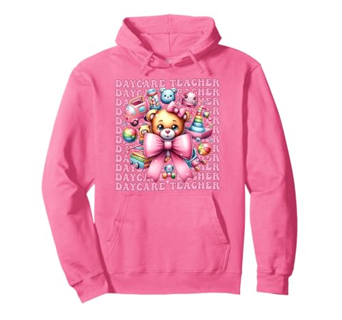 Kindertagesstätte Lehrerin Kinderbetreuung Mädchen Kokette Schleife Pullover Hoodie von Womens Pink Coquette Bow Daycare Teacher Gifts