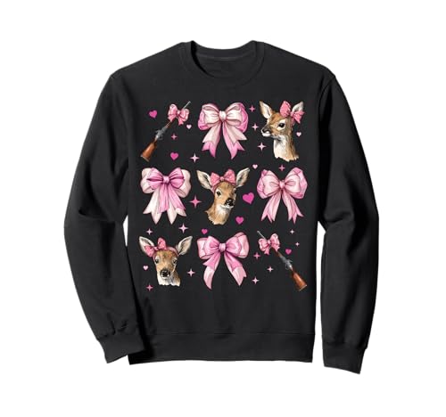 Hirsch Jagd Hirsch Jäger Mädchen Kokette Schleife Rosa Mama Sweatshirt Hirsch Jagd Hirsch Jäger Mädchen Kokette Schleife Rosa Mama Sweatshirt von Womens Pink Coquette Bow Deer Hunting Hunter Gifts