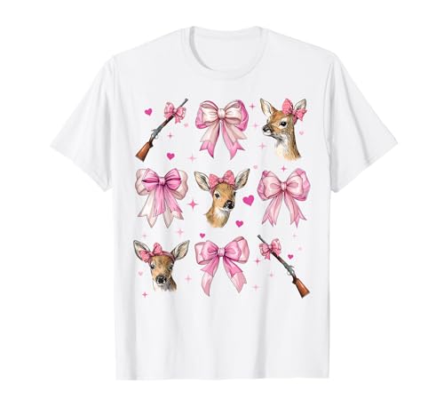Hirsch Jagd Hirsch Jäger Mädchen Kokette Schleife Rosa Mama T-Shirt von Womens Pink Coquette Bow Deer Hunting Hunter Gifts
