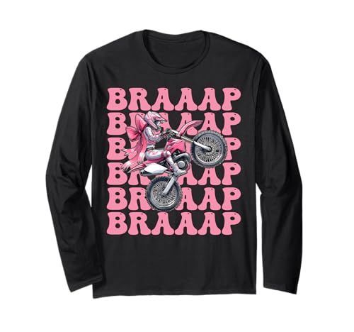 Braaap Dirtbike Mädchen Motocross Dirt Biking Mom Coquette Bow Langarmshirt von Womens Pink Coquette Bow Dirt Bike Motocross Gifts